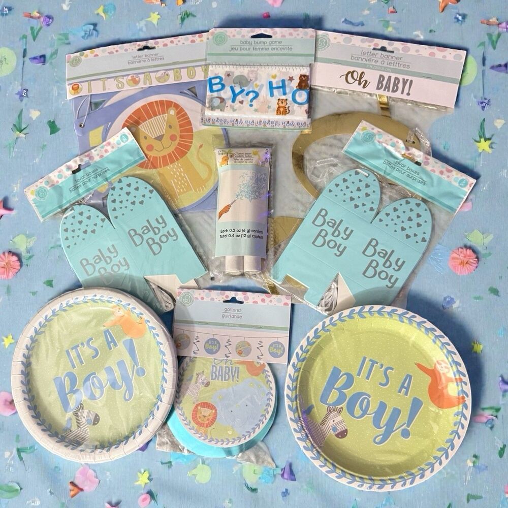 Boy Baby Shower Decor Lot - Animal Theme